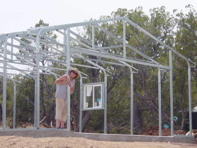 The steel frame assembly for the new garage.