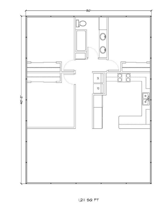 1200 Square Feet Gambrel Floor Plan