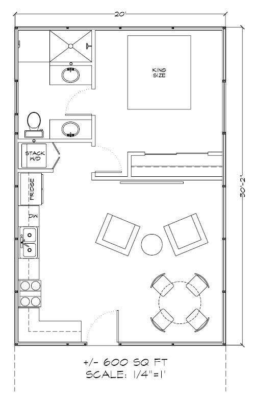 600 Square Feet Gambrel Floor Plan