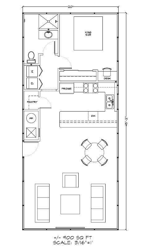 900 Square Feet Gambrel Floor Plan