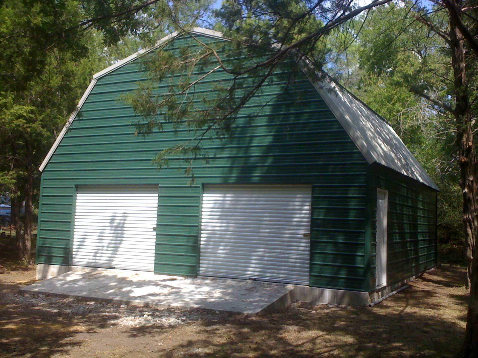 Green Gambrel Building