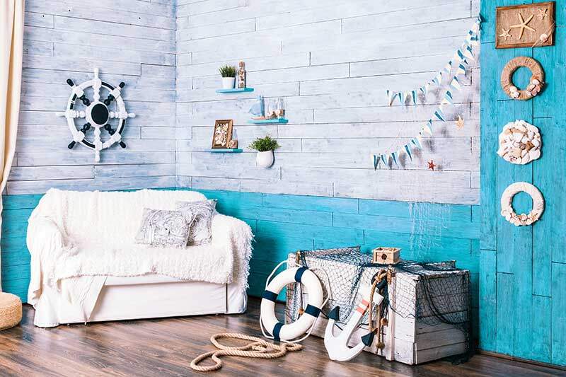 Nautical Design interior with shiplap